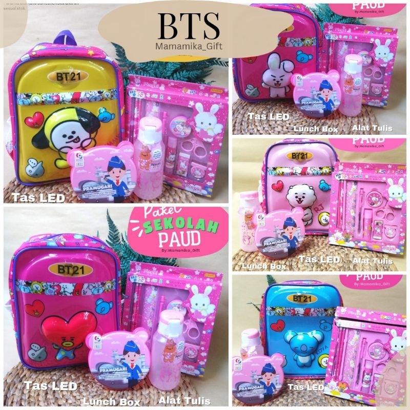 PAKET SEKOLAH ANAK PAUD BTS COOKY TATA CHIMMY / KADO ULANG TAHUN ANAK