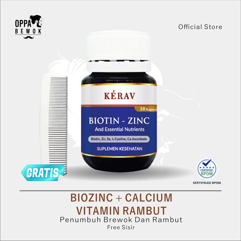 BIOTIN 7.500 Mcg PENUMBUH RAMBUT DAN BREWOK Jambang Alis Kumis