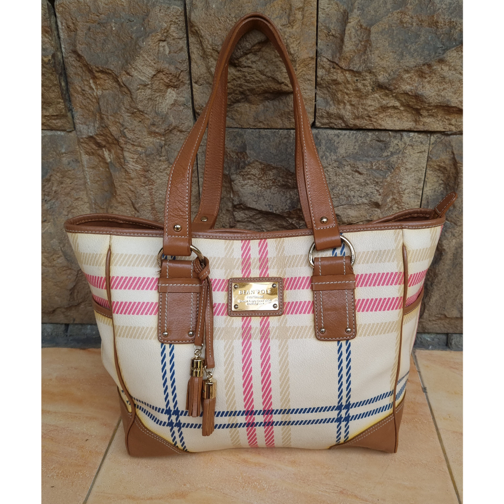 Bean Pole Tote Bag Zipper Leather BE9Z9A1C8X Size：32x30x10cm