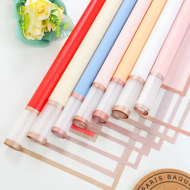 

(1 pcs) Flower wrapping Double Gold Line cellophane kertas buket