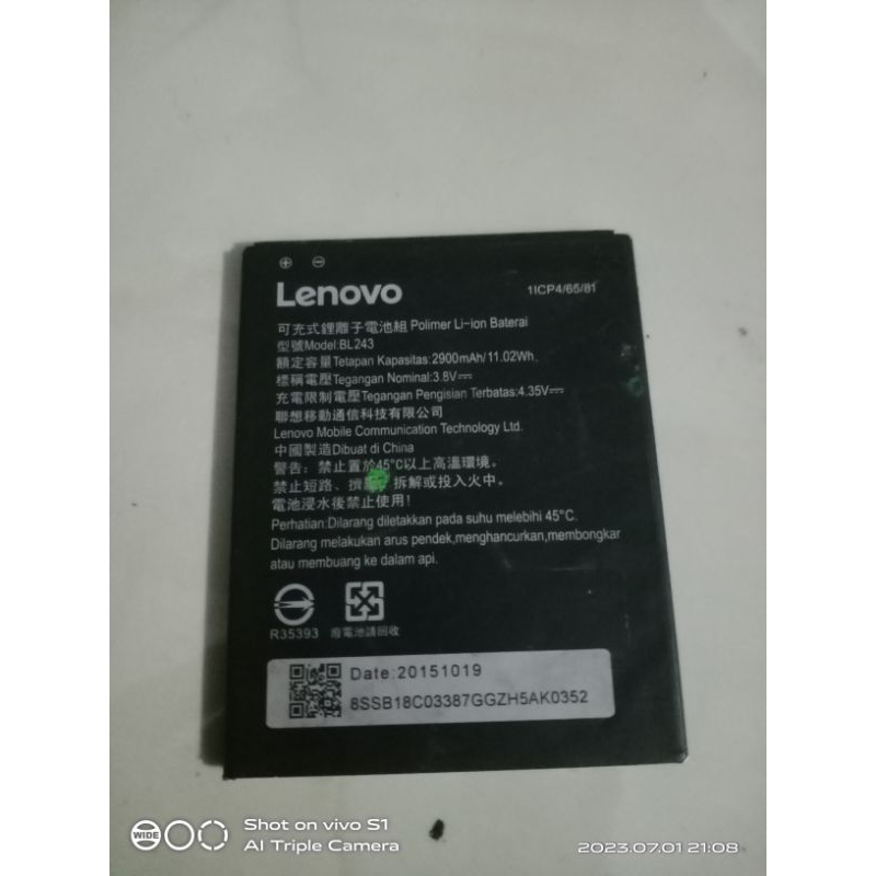 batre hp lenovo a7700 ori cabutan normal udah tested