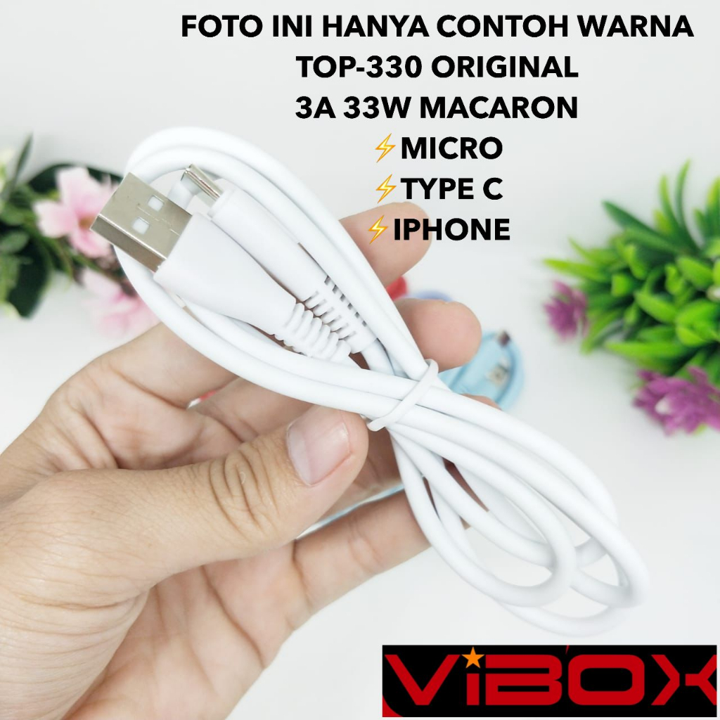 Promo vibox Kabel Data TOP-330 Fast Charging 3A High Quality 33w micro type c ios for android ios smartphone original [minigo]