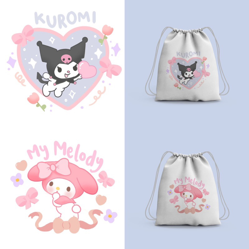 Tas Serut atau String Bag Anak Karakter Backpack Cartoon Hello Kitty