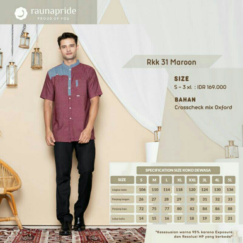 BAJU KOKO RKK 31 MAROON BY RAUNA