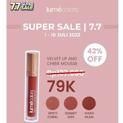 Lumecolors Lip &amp; Cheek Mousse Lipmousse Lipstik 3in1 Bisa untuk eyeshadow &amp; blush on