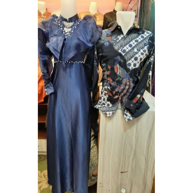 Gamis Pesta Satin kombinasi Organza