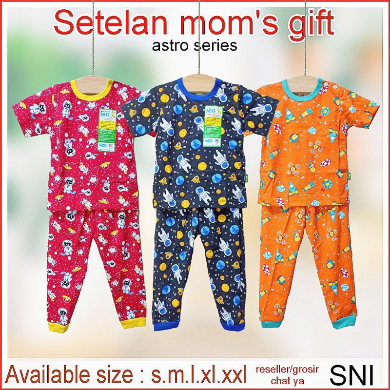 mom's gift setelan anak unisex motif astronot, angkasa,space world / setelan mom gift pendek panjang terbaru / setelan anak cowo cewe