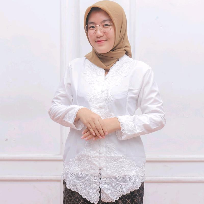 Kebaya Encim Bordir Polos Motif Bunga Sahroni Ukuran Jumbo Padusi