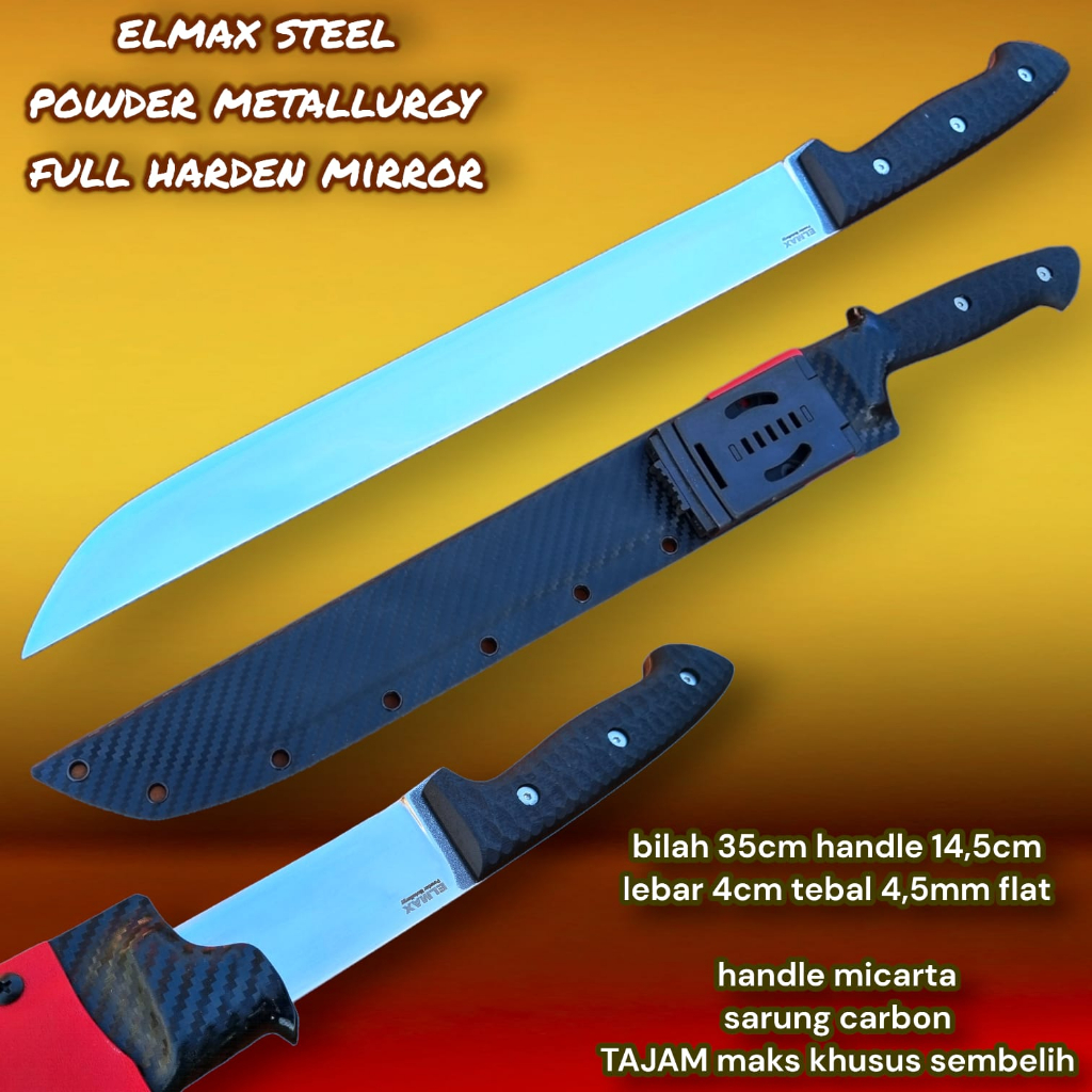 golok sembelih baja elmax anti karat panjang 35 cm