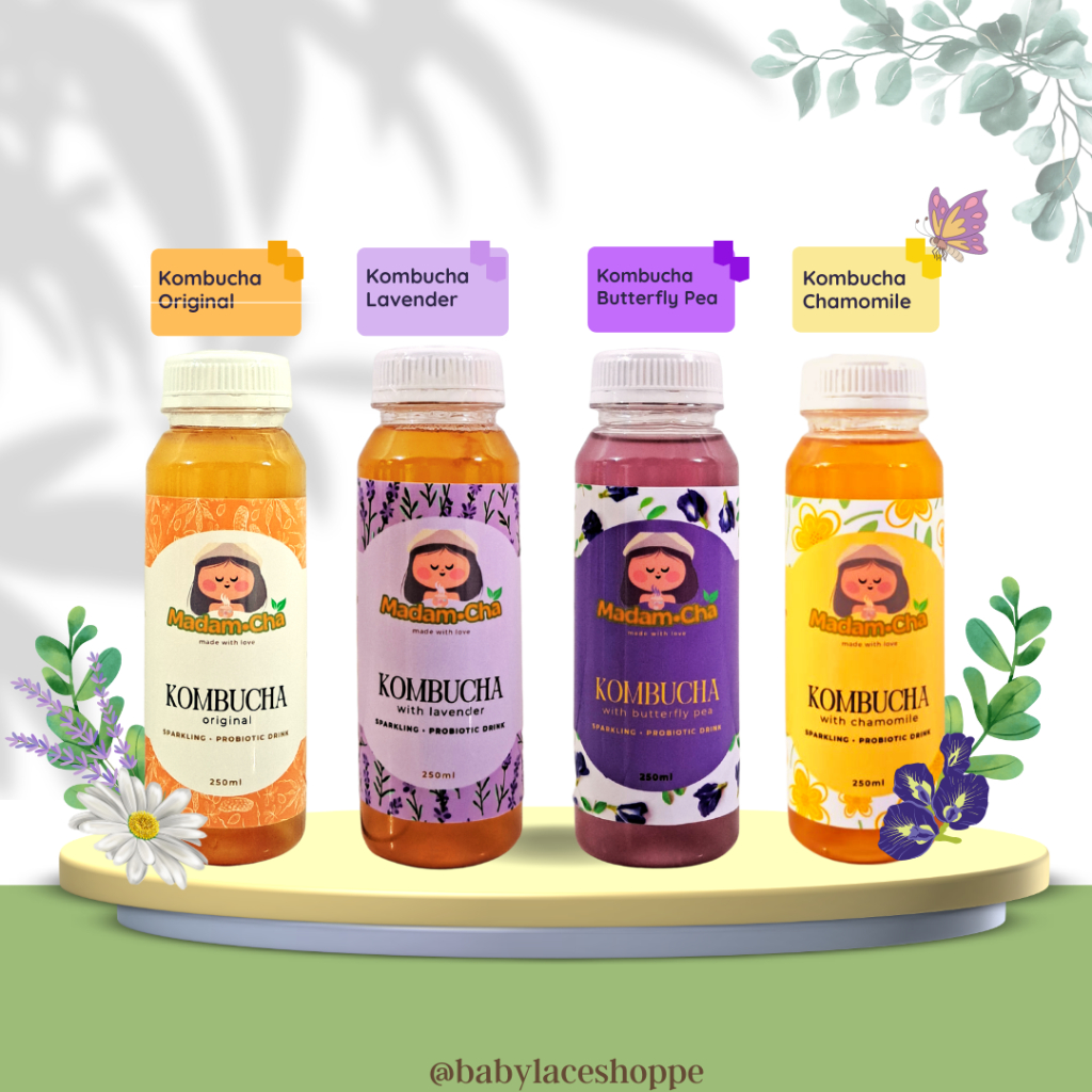 

Paket Bundle 4 in 1 Kombucha Original / Chamomile / Lavender / Butterfly Pea / Minuman Probiotik by MADAMCHA 250ml