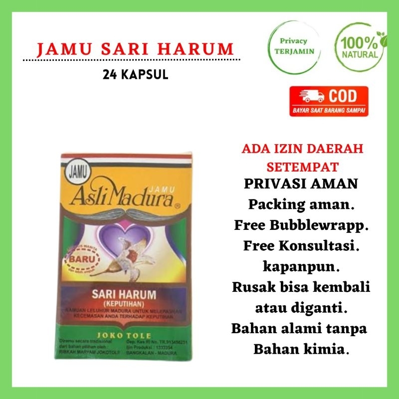 Obat Jamu Madura Sari Harum Menghilangkan Keputihan Yang Bau Asli Madura Isi 24Kapsul Murah Terlaris