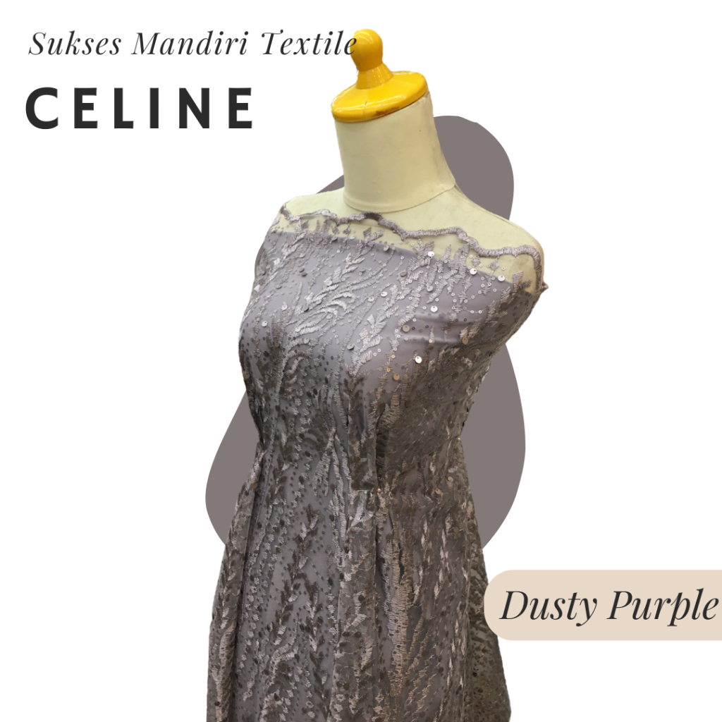 [CE LI NE] Brokat Brukat Tile Premium Mewah Warna Dusty Purple Lilac Ungu | Harga ½ meter = 50 cm (B