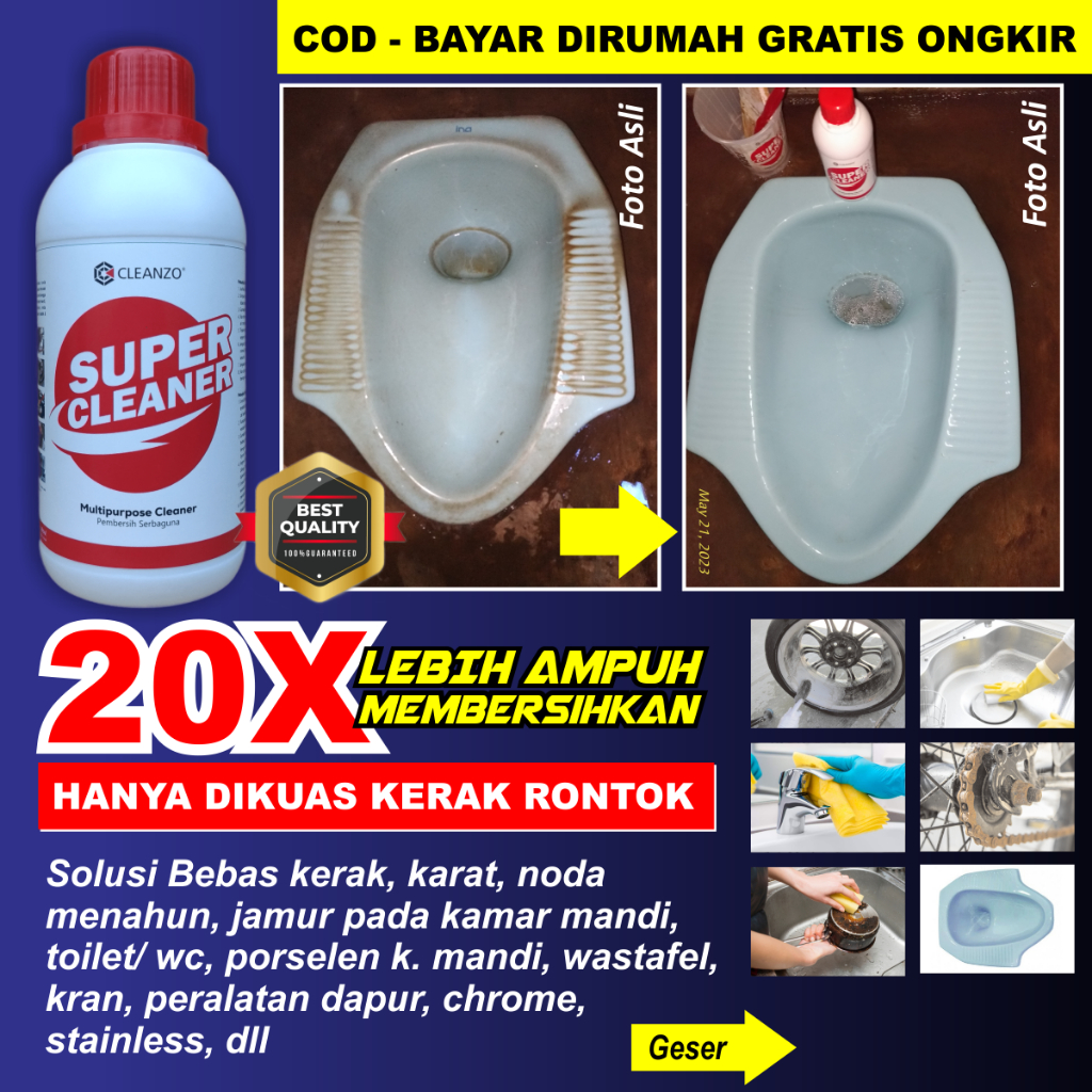 CLEANZO [ GRATIS - KUAS SARUNG TANGAN MASKER ] PEMBERSIH SUPER SERBAGUNA ORIGINAL - BEBAS KERAK KARA
