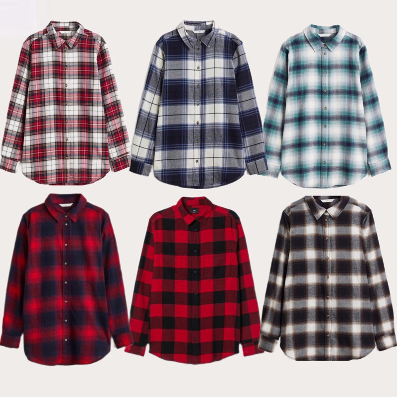 HM NEW KEMEJA SHIRT PLAID KOTAK KOTAK BLOUSE HNM SALE