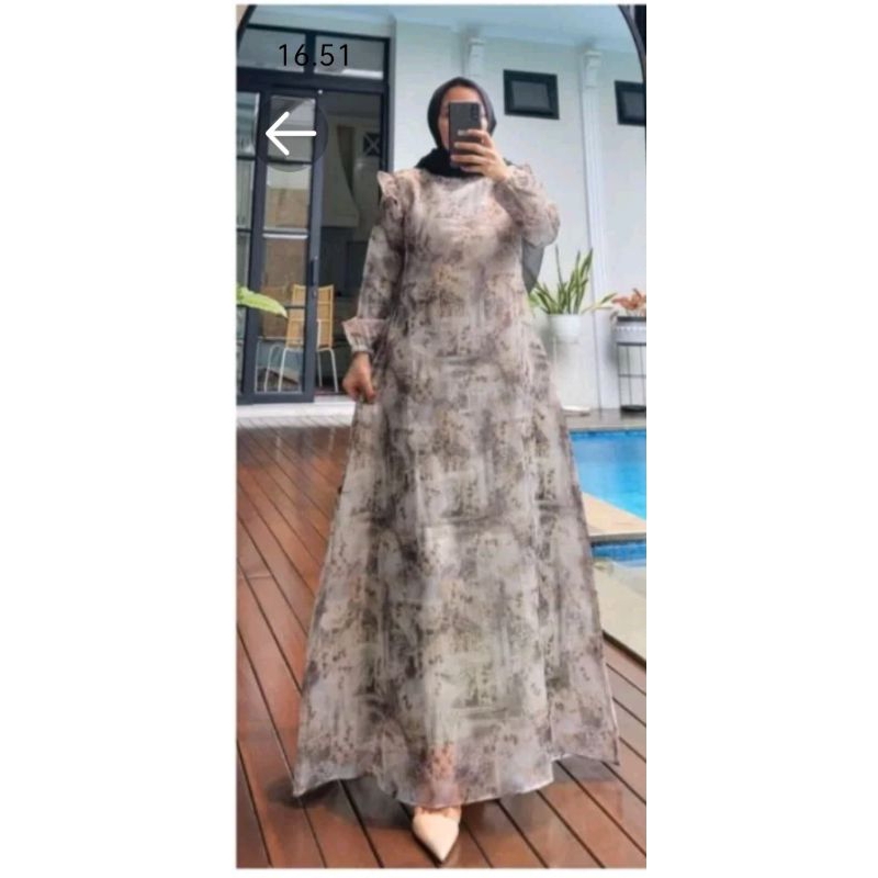 gamis dress pesta mewah bahan organza furing ceruty ori by Edness Kayla