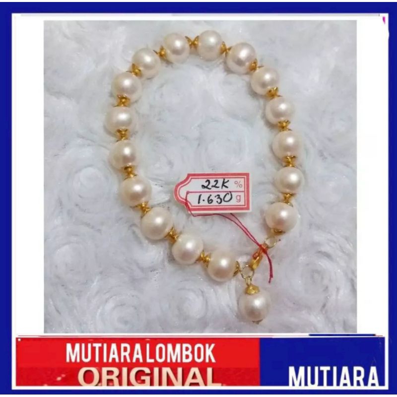 gelang emas 22 karat mutiara lombok gelang mutiara air tawar super perhiasan gelang tangan wanita je