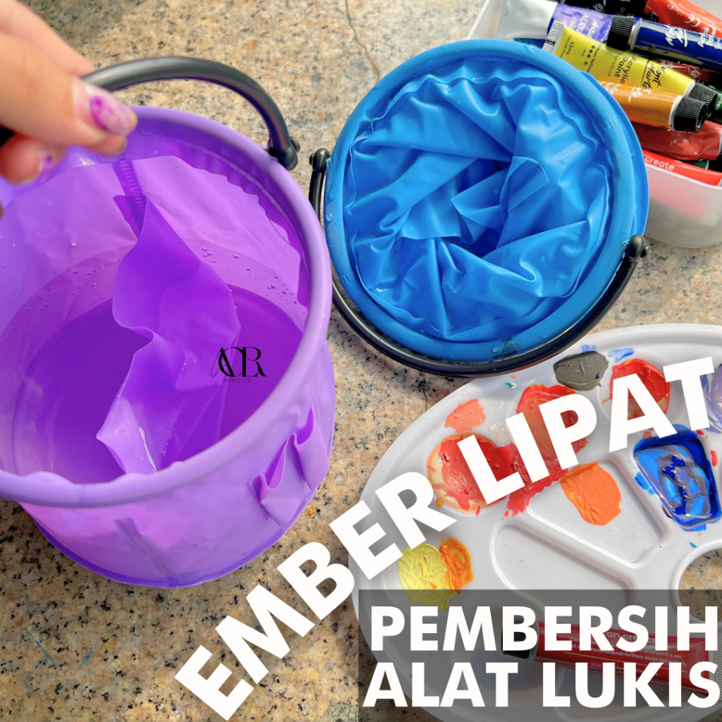 

Brush Washing Folding Bucket / Ember Lipat Wadah Pembersih Alat Lukis Cat Akrilik