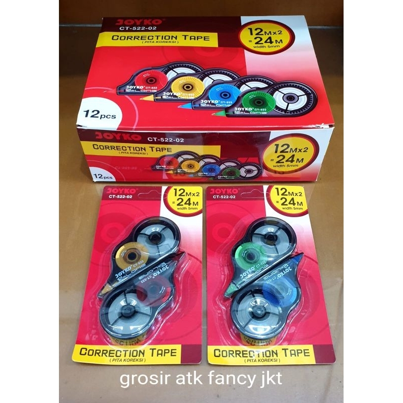 

522 isi 2 Tipex Kertas Correction Tape Pita Koreksi Penghapus Joyko CT-522-02 ( 1 set isi 2 buah )