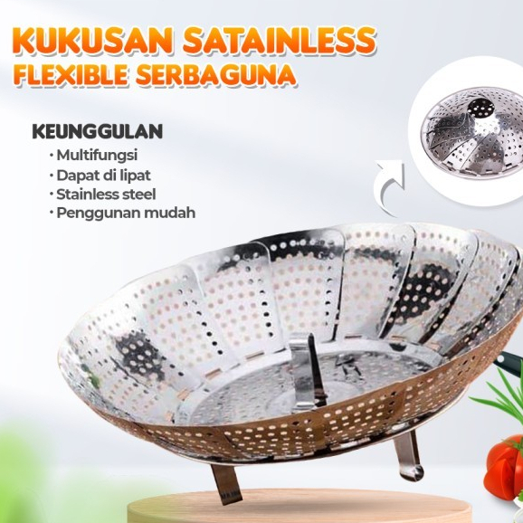 Kukusan Stainless Flexible Steamer Alat Kukus Lipat Serbaguna