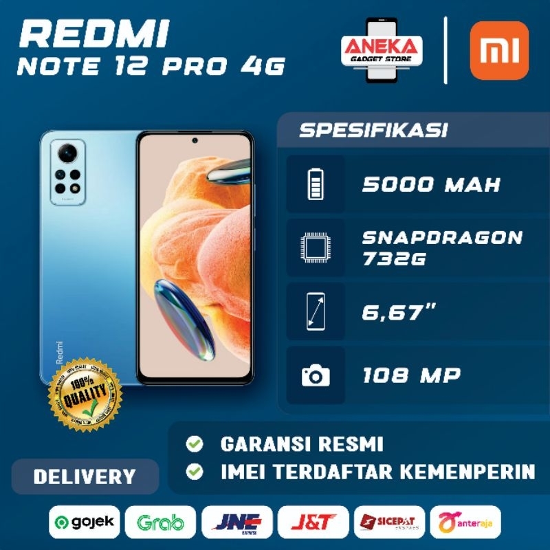 Redmi Note 12 Pro 4G 8GB/256GB Garansi Resmi Xiaomi