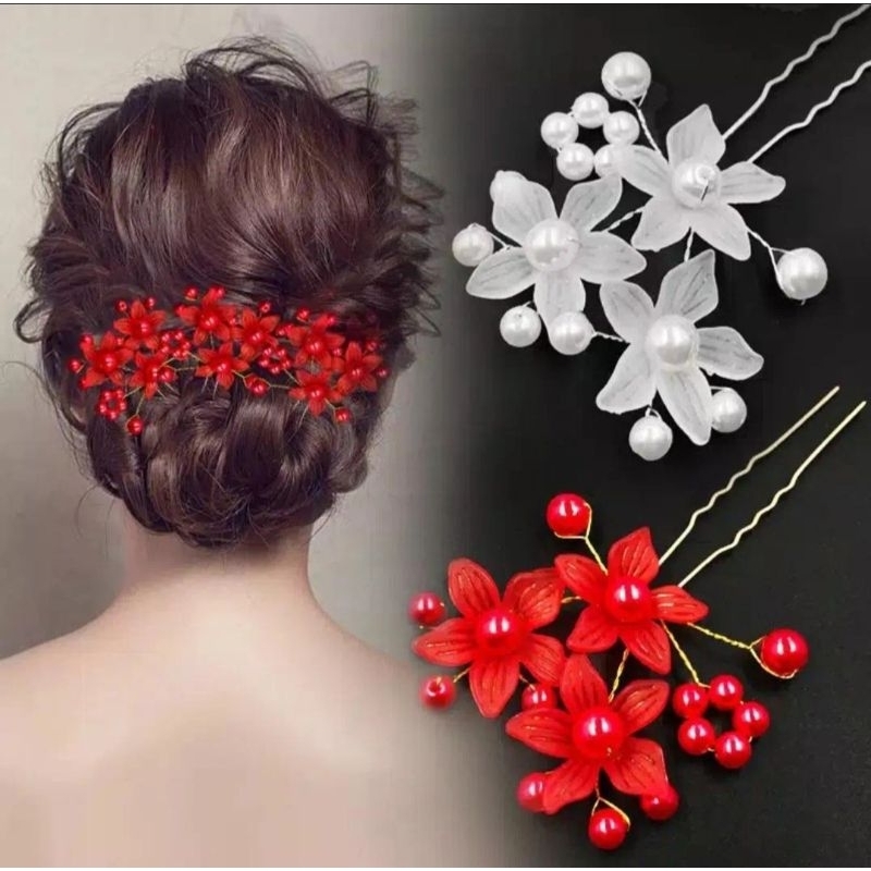 tusuk konde bunga/tusuk konde pesta/hiasan rambut/aksesoris rambut/hairpin bunga/hair accessories