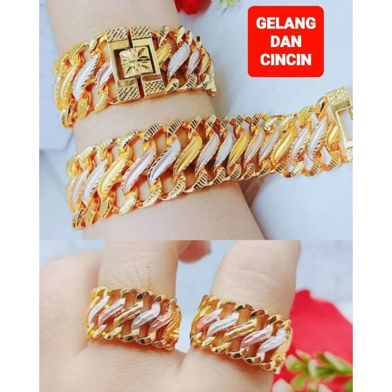 Gelang dan Cincin Emas Muda kadar 15% (Gelang 6 gram, cincin 2 gram)
