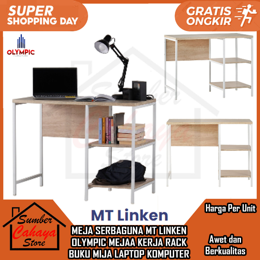 [Instant] MEJA SERBAGUNA MT LINKEN OLYMPIC KERJA KANTOR BELAJAR RACK BUKU LAPTOP KOMPUTER FUTURISTIK