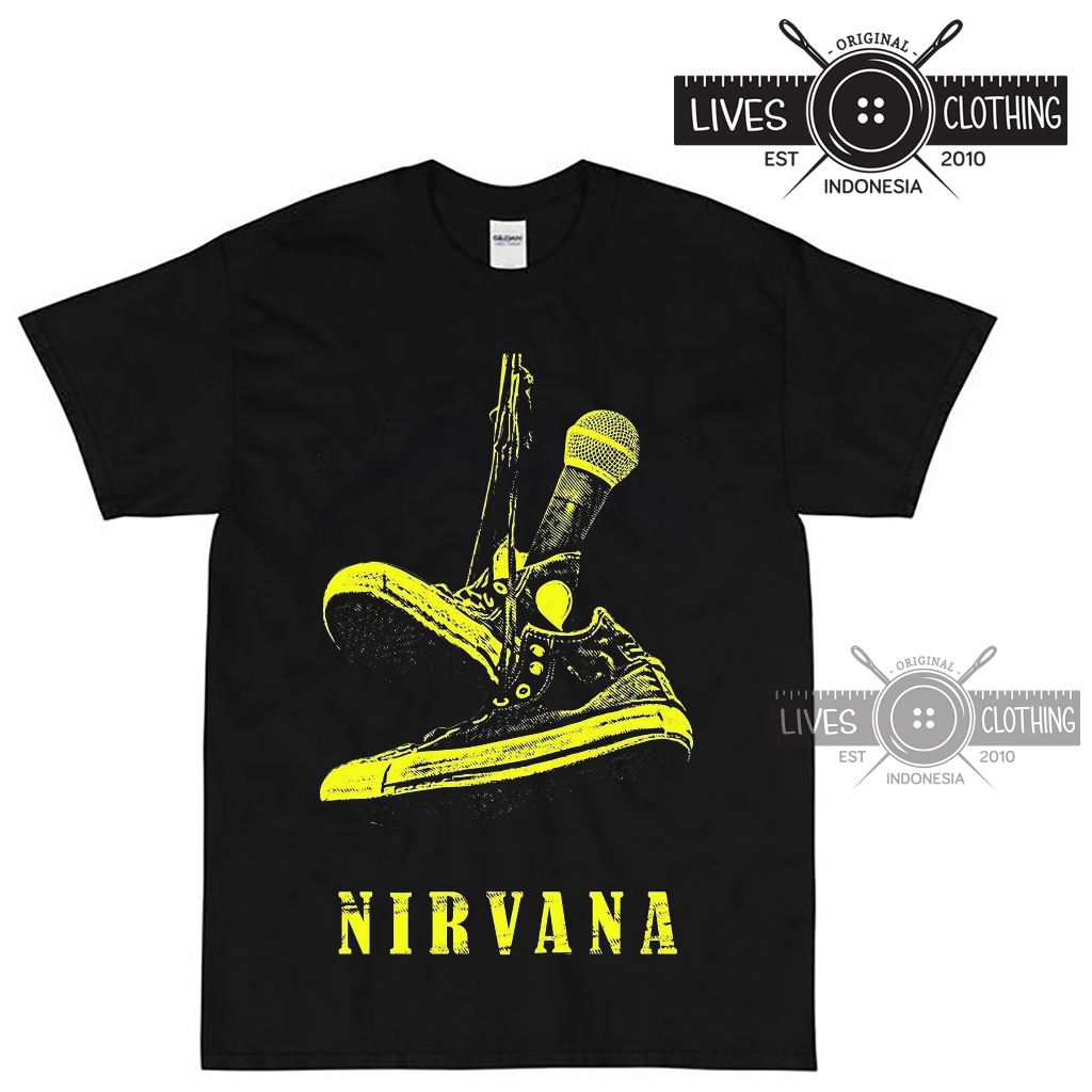 KAOS PREMIUM NIRVANA KURT COBAIN MIC CONVERSE / GRUNGE BAND