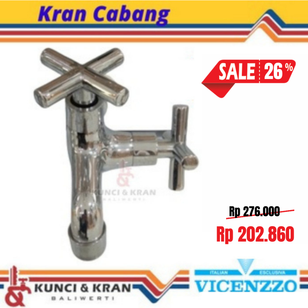 Kran Cabang VICENZZO VZ 910 BALING KUNINGAN Keran Air Kamar Mandi