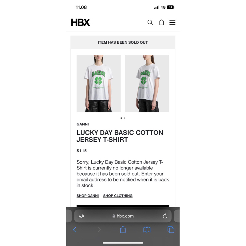 preloved ganni tshirt lucky day