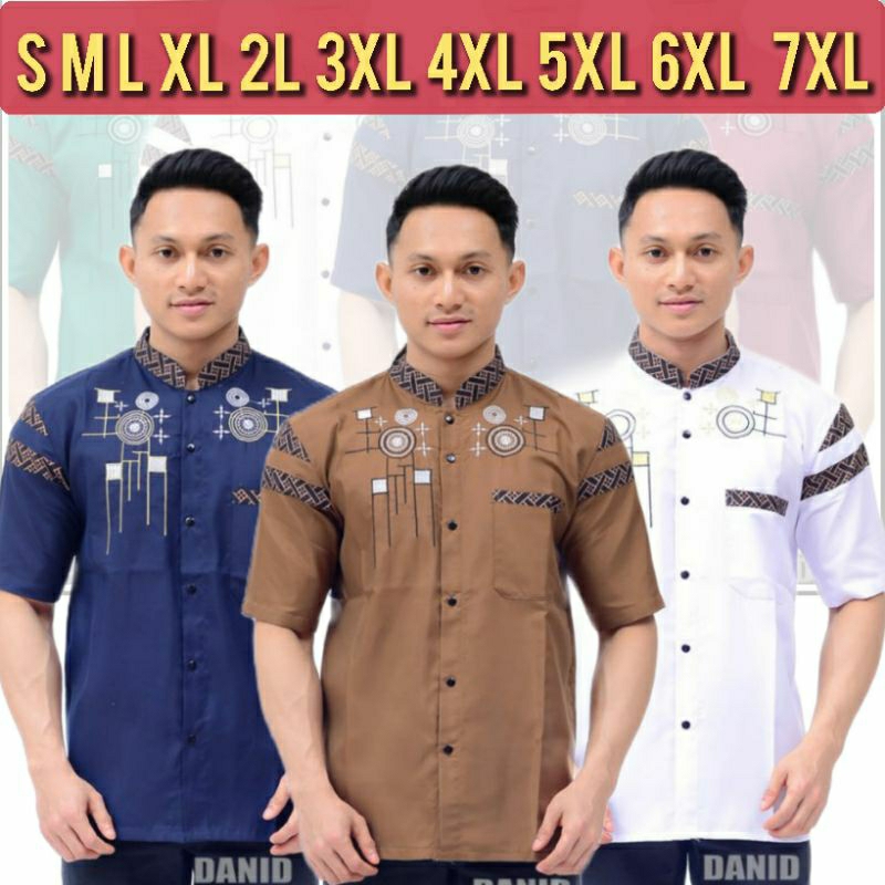 Baju Koko Jumbo Kombinasi Batik Bordir Pria XXL 3XL 4XL 5XL 6XL 7XL
