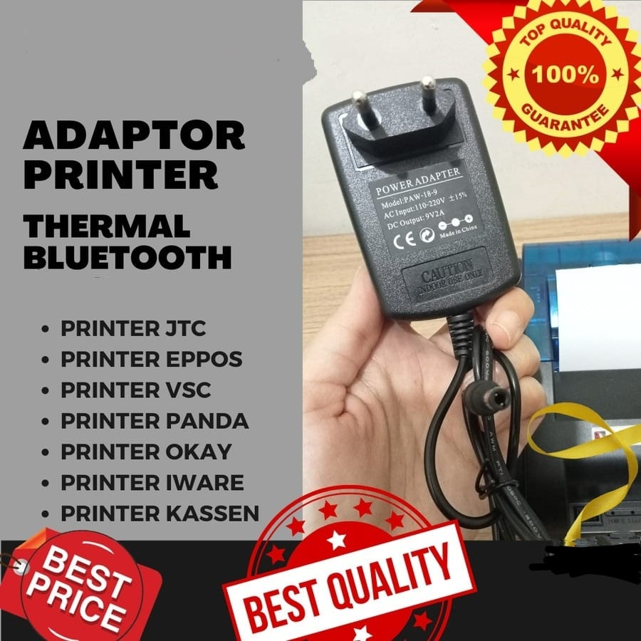 TERMURAH ORIGINAL ADAPTOR Charger Printer Bluetooth Thermal 9V 2A Printer minipos Printer kassen Pri