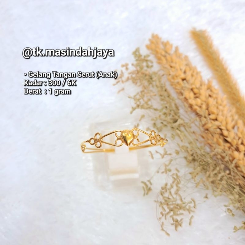 Gelang Tangan Serut Anak Model Terbaru Emas Asli Kadar 300/6K Berat 1gram