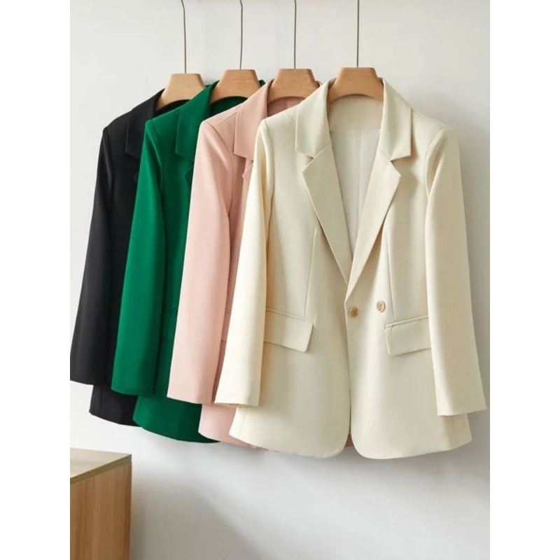 Blazer Wanita Oversize Kancing Du Menyamping ~ Atasan & Outfit Wanita
