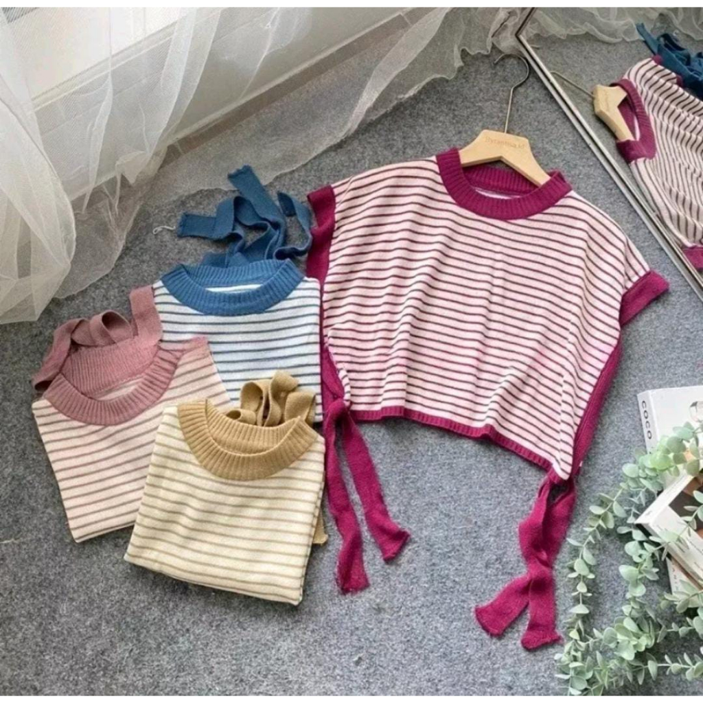 Vest Rompi Rajut Terbaru // Rompi Motif Salur Terbaru // Vest Rajut Crop