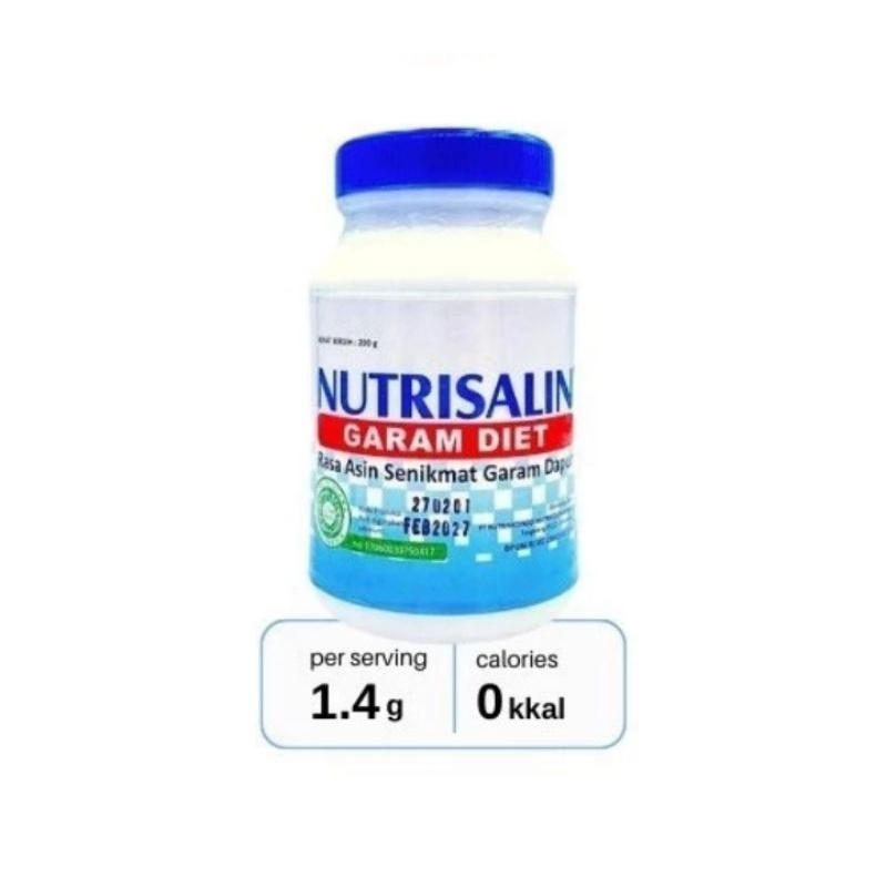 

NUTRISALIN GARAM SEHAT / GARAM DIET/ RENDAH NATRIUM 200GRAM