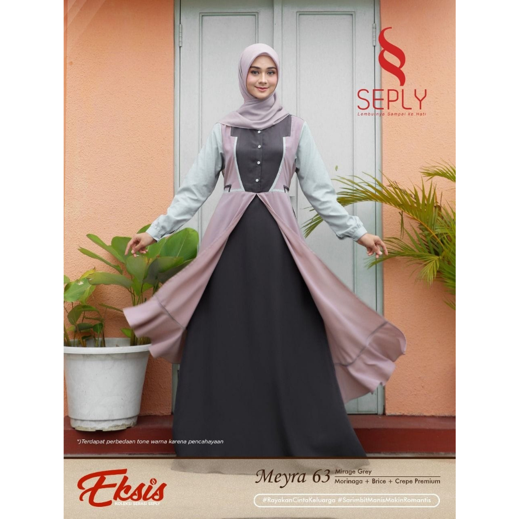 SEPLY EKSIS MEYRA 63 GAMIS WANITA MIRAGE GREY | OUTFIT KAJIAN MUSLIMAH | DRESS PANJANG