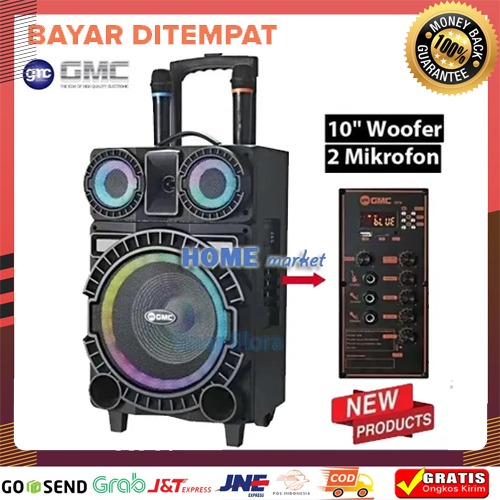 Speaker Aktif Portable GMC 897L Bluetooth Aux Radio Super Bass 175W + Mic Wireless