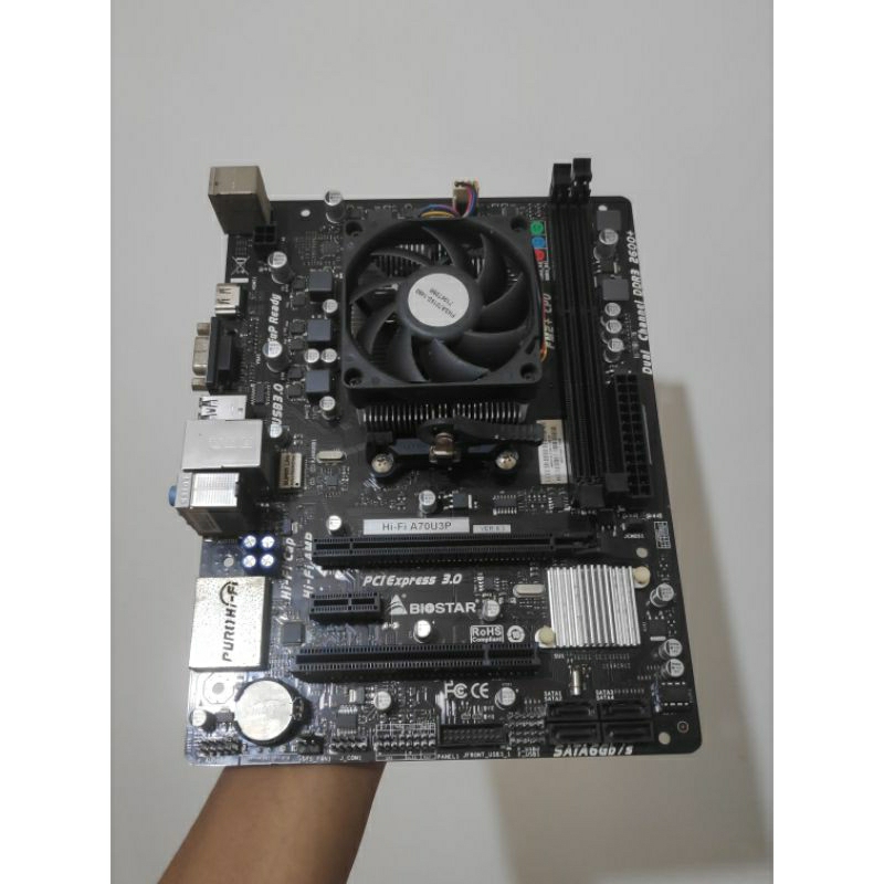 Motherboard  BIOSTAR HiFi A70U3P Fm2 + & Processor AMD A8 7600 setara Core i5 gen 3