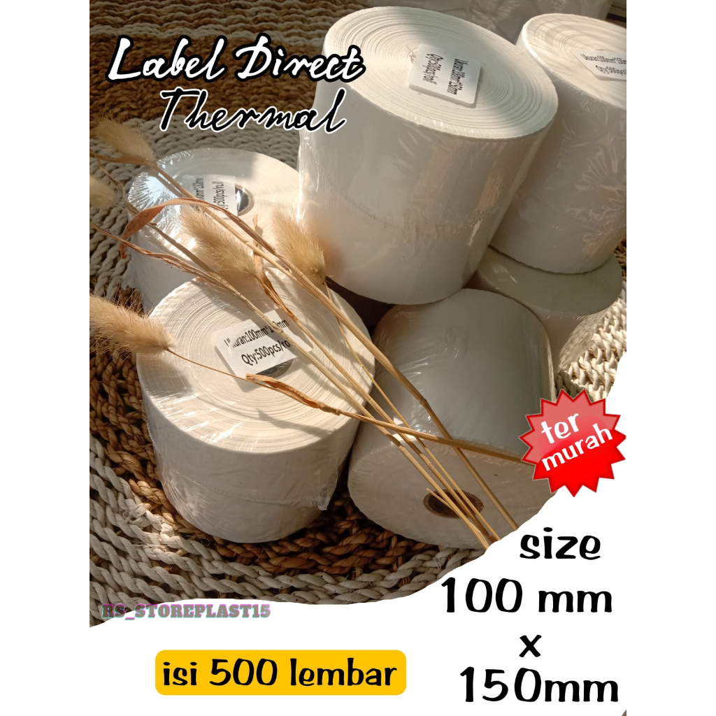 

STICKER KERTAS THERMAL AWB LABEL BARCODE ROLL UKURAN 100X150 MM A6 500 LEMBAR