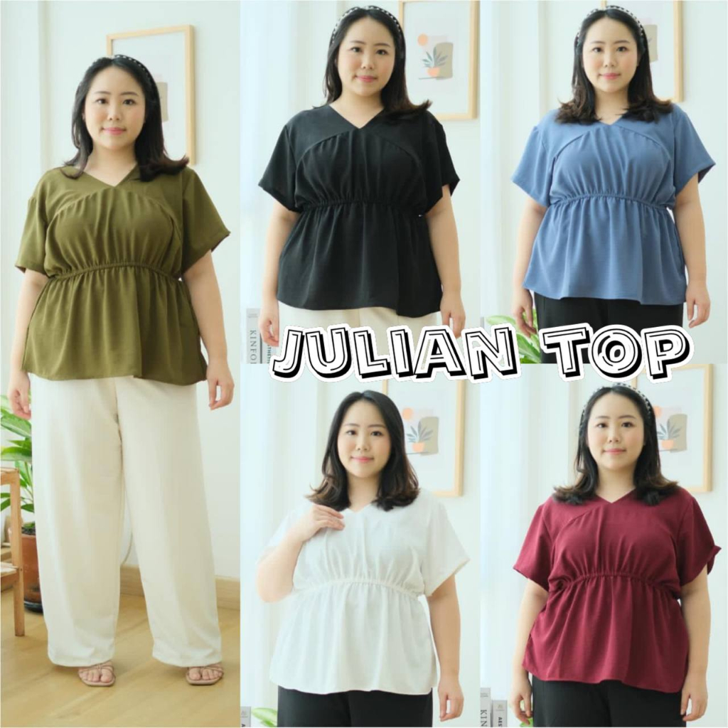 JUMBO JULIAN TOP BLOUSE BIGSIZE MATERIAL CEY CRINKLE FIT TO XXL BAJU ATASAN
