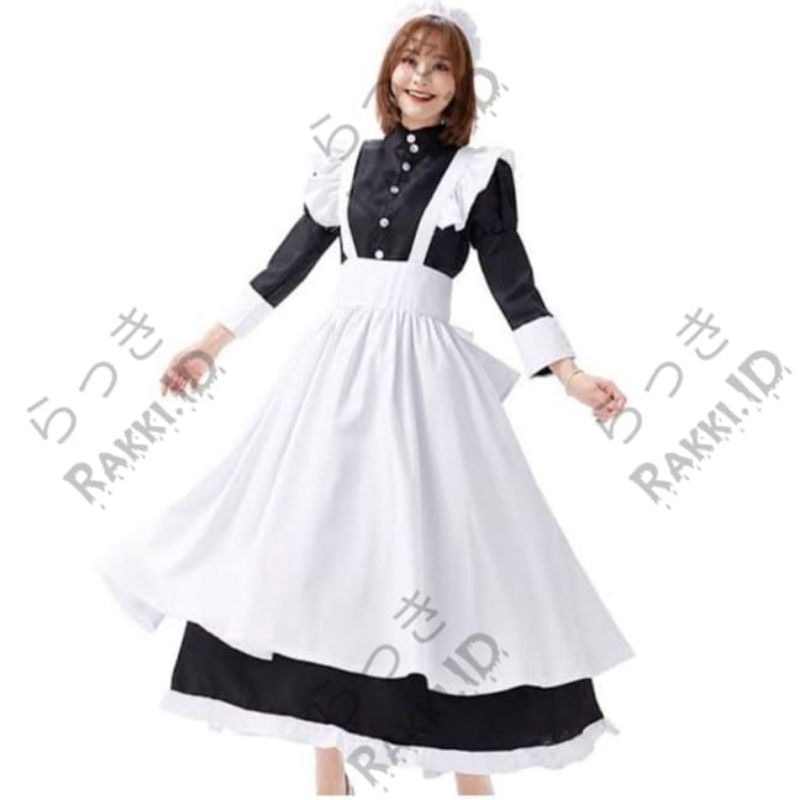 Kostum Lolita Maid Dress Anime Cosplay Unisex Katun