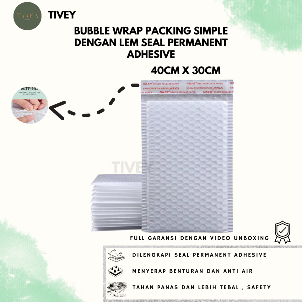 

Tivey Bubble Amplop Kemasan Packing Bubble Mailer Wrap Envelope Rusfet 40CMX30CM PREMIUM TERMURAH SATUAN