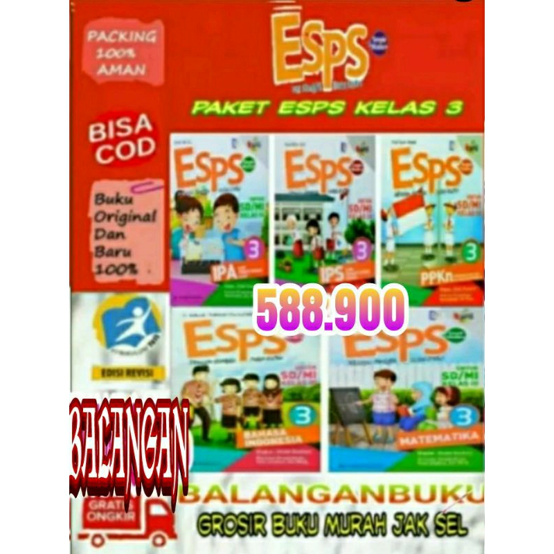 BUKU  PAKET LENGKAP ESPS KELAS 3/III SD K13N ORIGINAL ISI 5 BUKU ERLANGGA