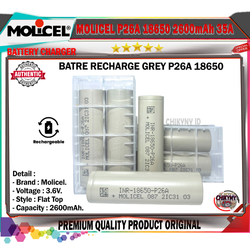 MOLICEL 18650 P26A 2600mAh 35A ORIGINAL MOLICEL