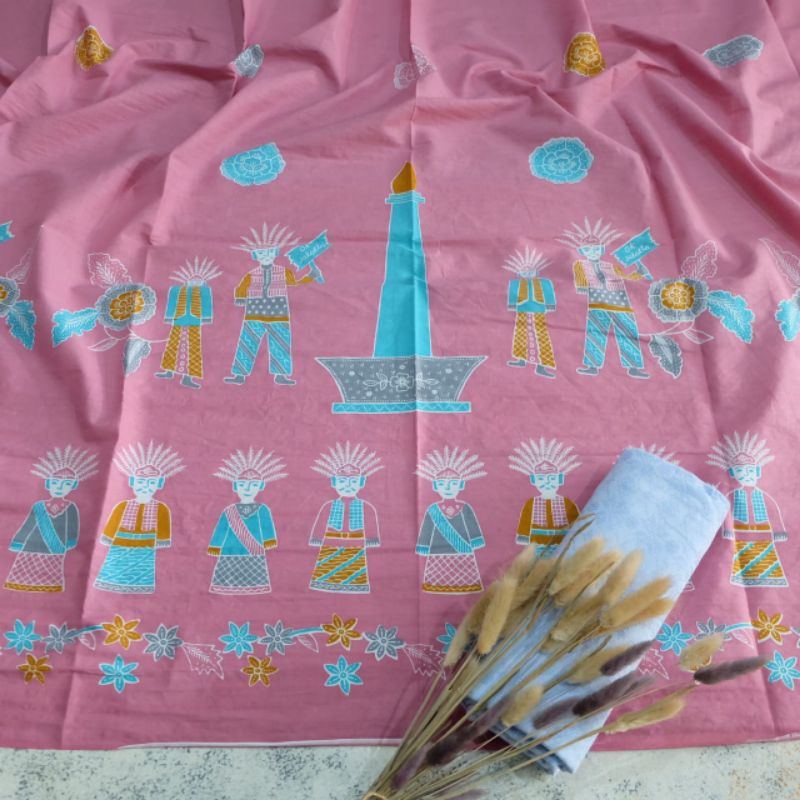 BATIK TRUSMI CIREBON MOTIF BETAWI ONDEL - ONDEL MONAS