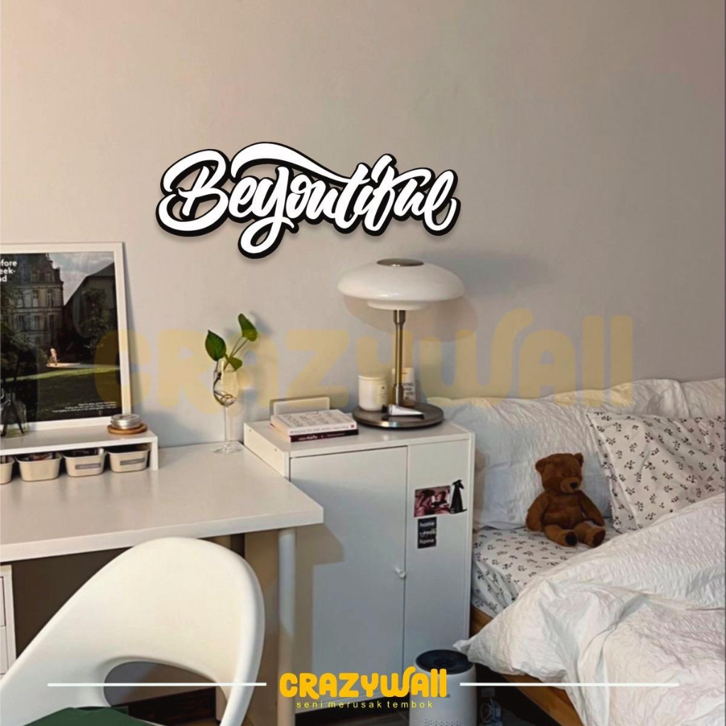 Hiasan dinding lettering “BEYOUTIFULL“ wall decor aesthetic kamar cewek kamar cowok
