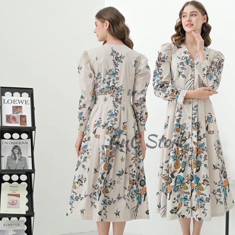 Dress Batik Wanita 258 AZ /Batik Modern /Dress Batik Panjang/ Baju Lebaran