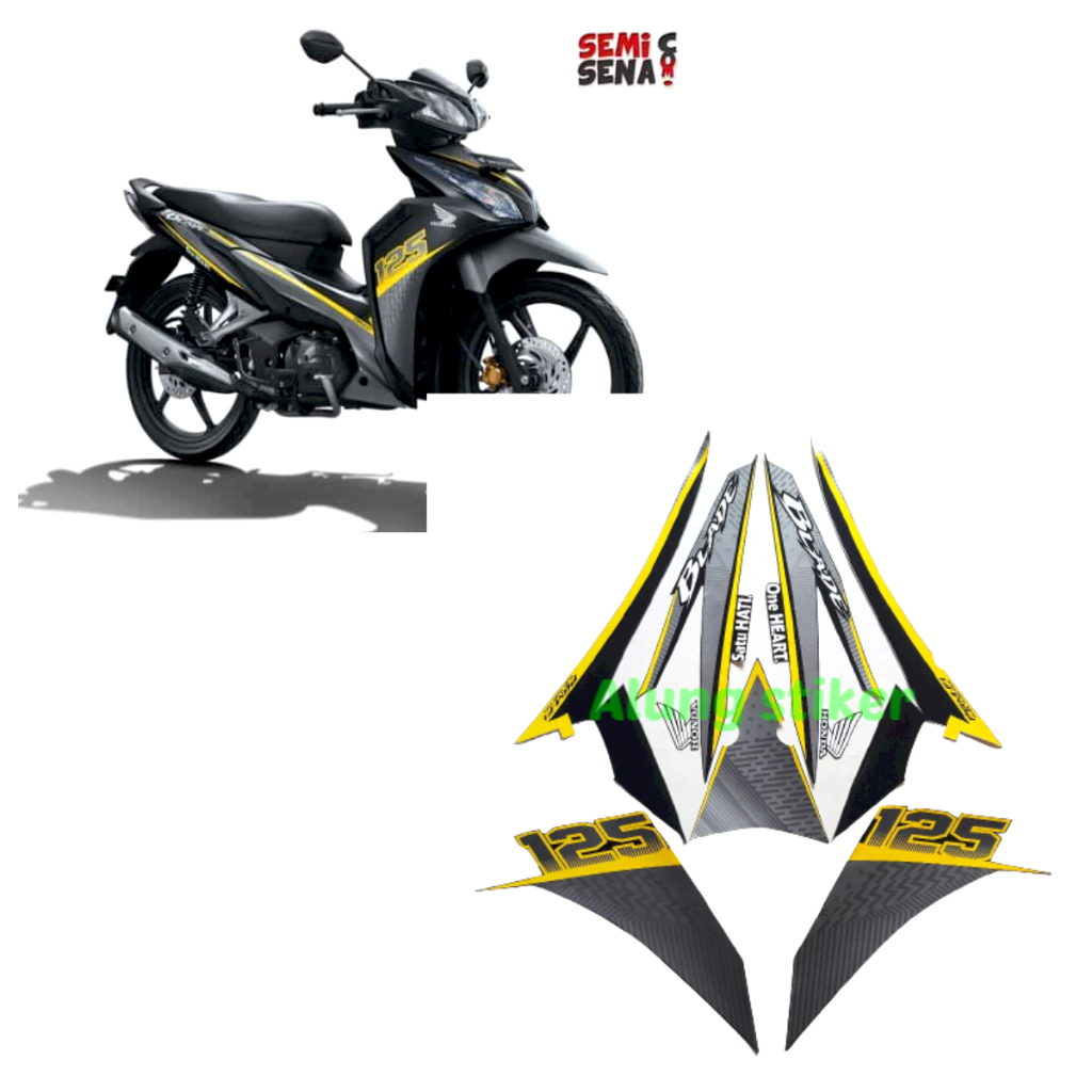 STIKER STRIPING LIS LES BODY MOTOR BLADE RACING 125 FI 2016 HITAM-KUNING STANDAR