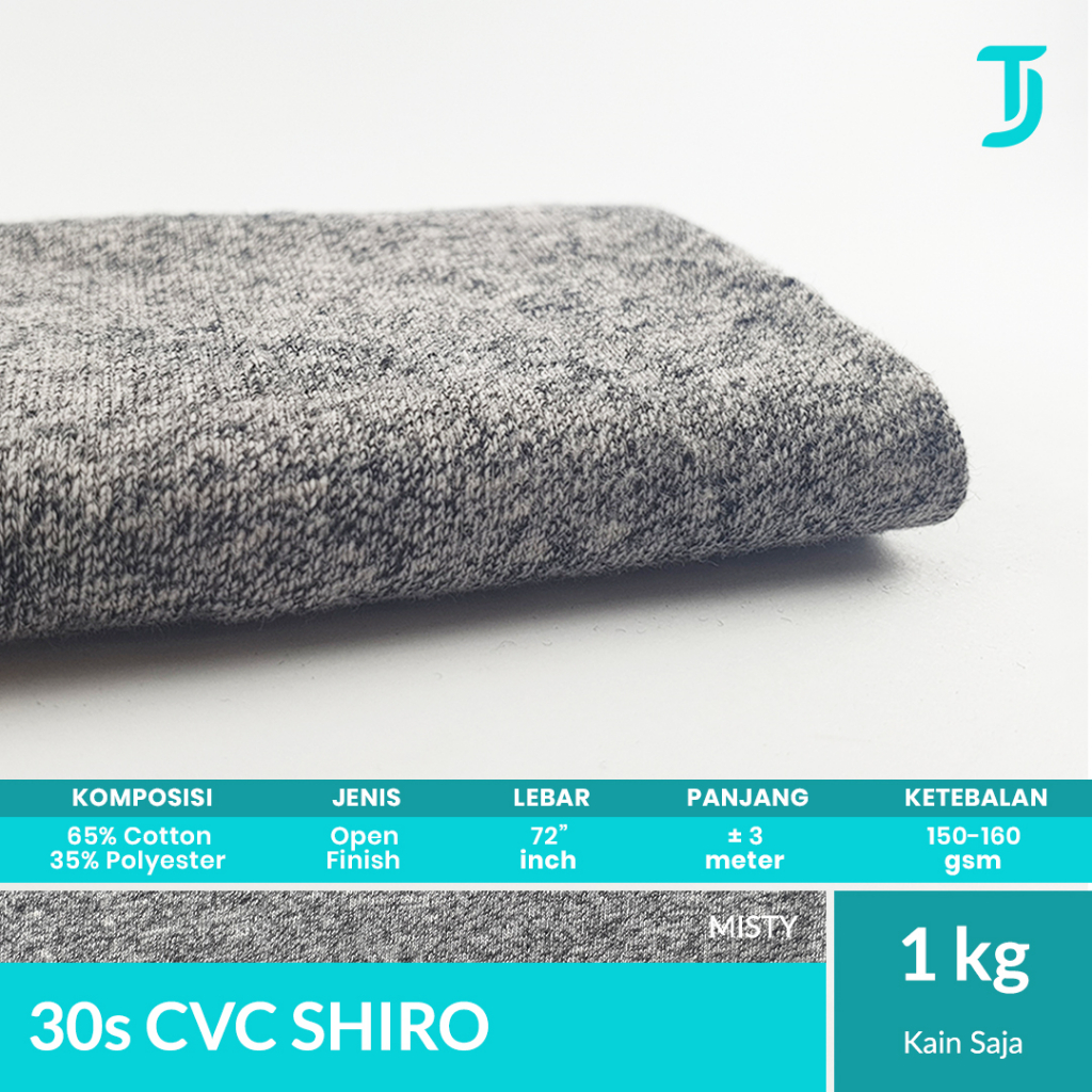 30s CVC Slub Shiro Siro | MISTY | Kain Bahan Kaos | 1 Kg | Bahan Kaos Tumbuh Jaya
